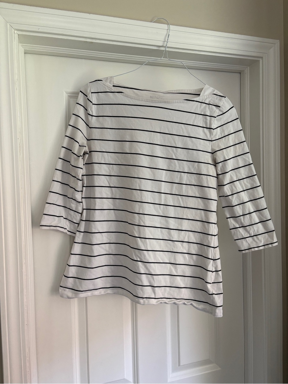 Merona Boatneck Striped Quarter Sleeve Tee Women’s Large Coastal Preppy
